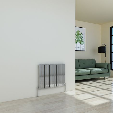 Warmehaus Chrome Radiator Flat Panel Horizontal Single 600x748mm (1/3)