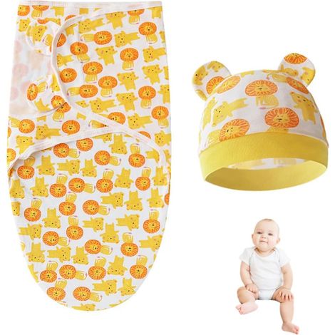 Set aus 2 Pucktüchern und Mützen (0–3 Monate), verstellbarer Schlafsack, Unisex, weiche Baumwolle