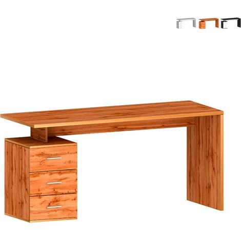 Bureau moderne 3 tiroirs 160x60x75cm New Selina Basic - Chêne (1/5)