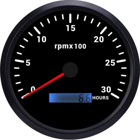 Tachimetro da 110 mm (4-3/8 pollici) con retroilluminazione a 7 colori, alimentazione DC 9-32V, 3000 giri/minuto e contaore per auto, yacht, camper, barche, camion, quadrante e ghiera neri, modello CX (1/4)