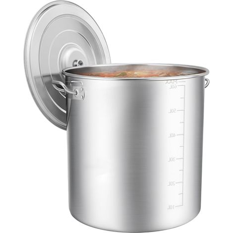 Marmite inox 70L, grande casserole à induction, avec poignées, Ø 45 cm, hauteur : 45 cm, couvercle coulant, surface polie, grande casserole en acier inoxydable pour l'hôtel, événements de restauration (1/5)