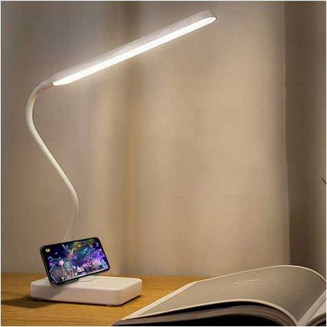 Lampe de bureau LED sans fil rechargeable par USB, batterie 2000 mAh, commande tactile, 3 couleurs, 6 niveaux de luminosité, lampe de table portable idéale pour la lecture et les études des enfants. (1/5)