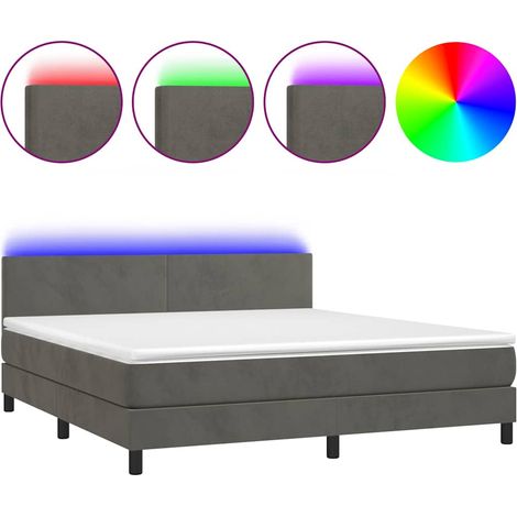 Maison Exclusive - Letto a Molle con Materasso e LED Grigio Scuro 180x200 cm (1/5)