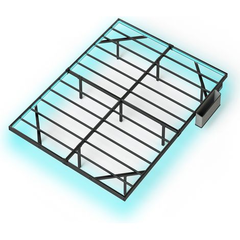 Cama flotante de metal negro 140 x 200 cm con LED y estación de carga (1/5)