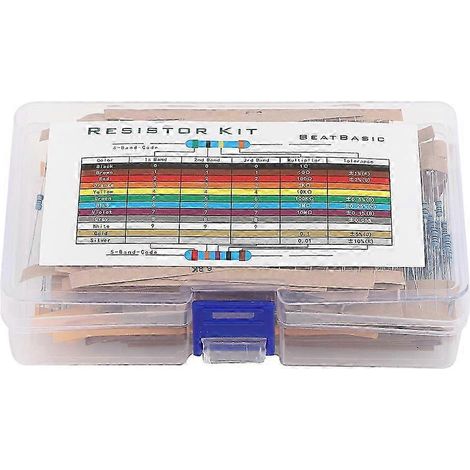 Kit 1280 pièces Résistances à Film Métallique 1R-10M, 64 valeurs, Assortiment Composants Électroniques pour Projets DIY (1/5)
