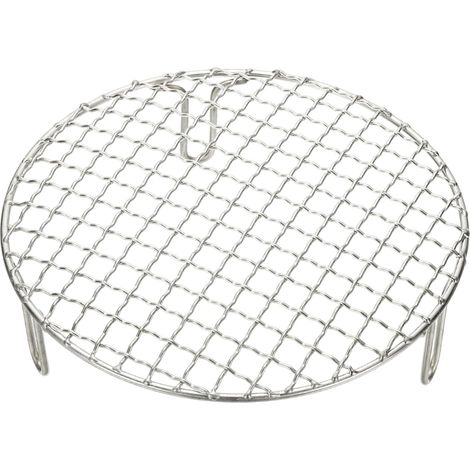 1 Grille de cuisson ronde, Acier inoxydable 201, Pieds surélevés, Maille 11mm, Pour barbecue et pâtisserie (1/5)