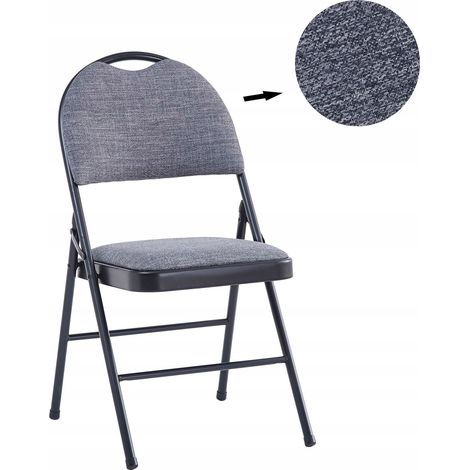 Silla plegable de tela metálica con asa, estable, color gris (1/5)