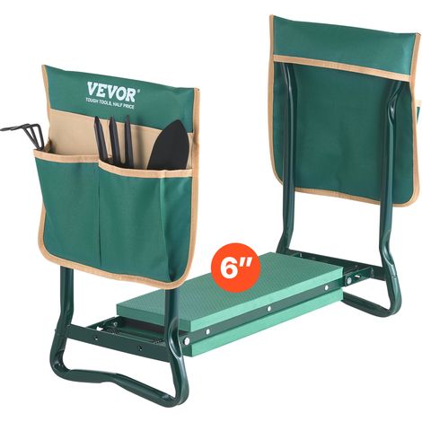 VEVOR Agenouilloir de Jardinage, Coussin Large 15 cm, Tabouret de Jardinage, Charge 150 kg, Banc de Jardin Pliable, Siege Polyvalent avec 2 Sacs a Outils pour Jardin, Grands-parents, Personnes Âgees (1/5)