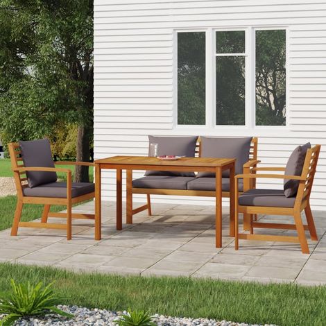 Ensemble à manger de jardin 4 pcs-Salon de jardin coussins Bois acacia 121806 (1/5)