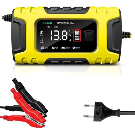 Irovami Chargeur batterie auto numérique – Intelligent, protections – Idéal pour voiture, moto, entretien