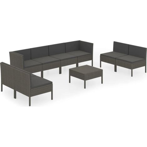 Maison Exclusive - 9-tlg. Garten-Lounge-Set mit Auflagen Poly Rat