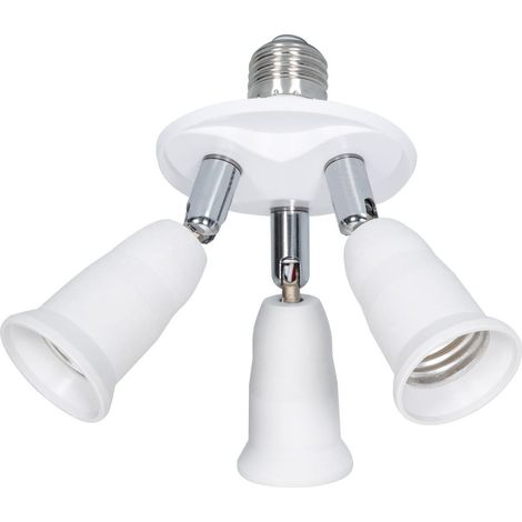 Adattatore per Lampadine da 1 E27 a 3 E27 Bianco
