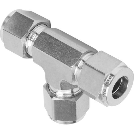 Raccord T Coudé À Ferrule Double - Acier Inoxydable 316 - Diamètre 10 mm - Pour Tubes En Acier Sans Soudure - Par Pièce (1/5)