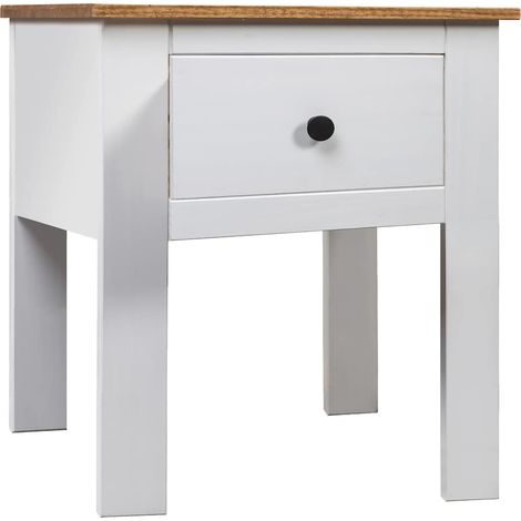 Table de chevet-Table de nuit Blanc 46x40x57 cm Pin Gamme Panama 597081 (1/5)