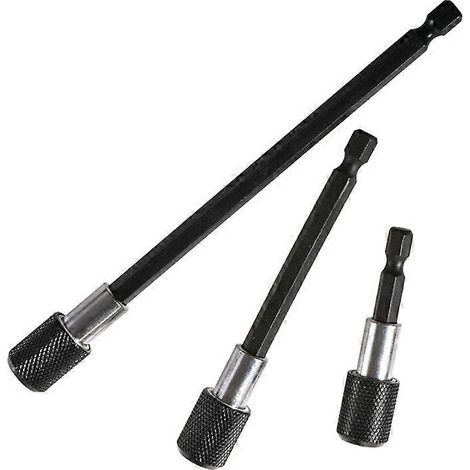 Lot de 3 rallonges magnétiques pour embouts de tournevis hexagonaux 1/4", porte-embouts de perçage à changement rapide 60/100/150 mm (1/5)