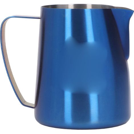 Pichet à lait inox 304 anti-éclaboussures bec aigle, avec anse, pour mousseur à lait et café, capacité 420ml, couleur bleu (1/5)