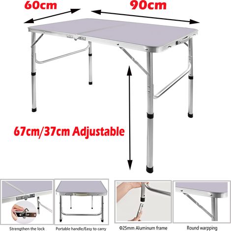 Folding Camping Tische Portable Garten Picknick Festival Angeln BBQ Tisch 90CM (1/5)