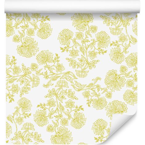 Tapete mit cremefarbenem Blumenmuster, cremefarbener Hintergrund für Wohn- und Schlafzimmer, 50 x 1000 cm (1/5)