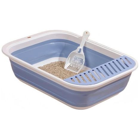 Arenero grande - diseño plano - con pala - apto para gatos mayores - fácil de transportar - plegable - 453412,5 cm - Azul (1/5)