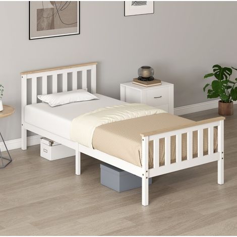 Letto singolo 90x200 cm in legno di pino bianco salvaspazio FloraGrace (1/5)