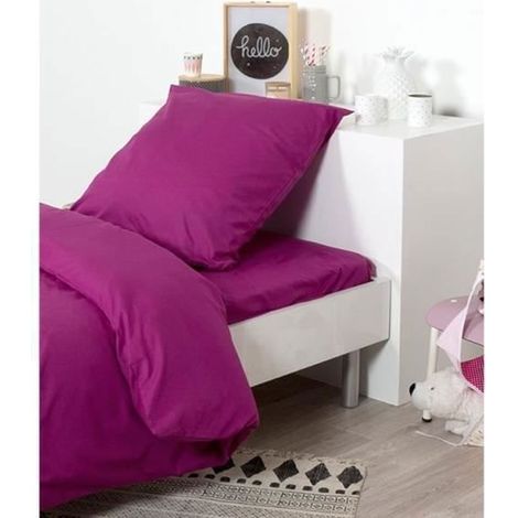 Drap Housse Uni Polycoton 140X190 Cm Prune