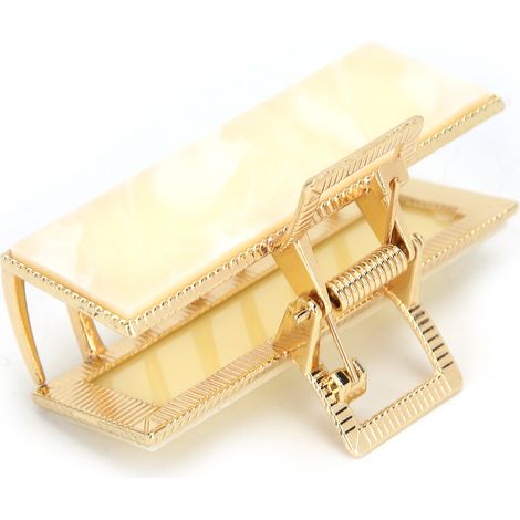 Pince à Cheveux en Acrylique et Métal pour Femme - Barrette Décorative Blanche avec Texture (1/5)