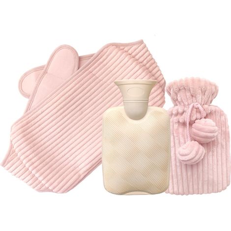 Ensemble de 3 bouteilles d'eau roses de 1000 ml en chaude - Bouteille d'eau avec revêtement en douce, bouteille d'eau en PVC pour sou (1/4)