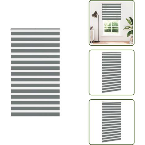Store zèbre gris foncé largeur du tissu 120,9 cm polyester - Store Zébré - Stores Zébrés - Store À Enrouleur Zébré - Double Store À Enrouleur (1/5)