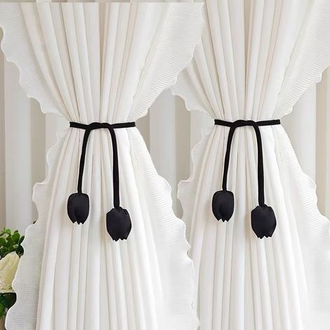 Filiyano-Rideaux tulipe française, cordes, rubans, décorations, rideaux de mariage rouges festifs, rideaux pour nouvelle maison, décorations, tentures (1/5)