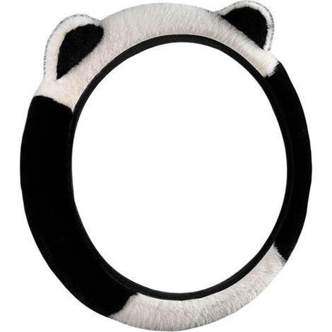 Coprivolante per auto in peluche, antiscivolo e caldo, 37 x 38 cm, nero/bianco (1/5)