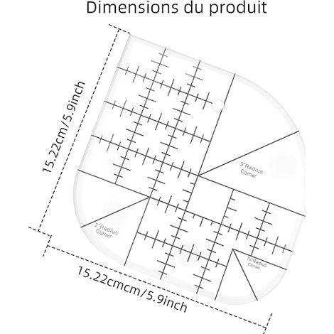 Règle à coudre à angle courbé, règle à coudre à angle arrondi - Accessoires à coudre pour les articles à coudre, Maison, Bureau (1/4)