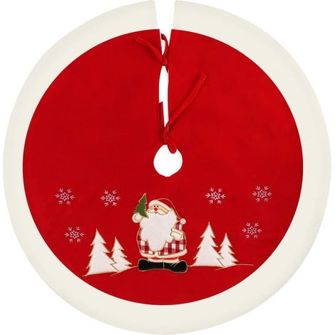 Jupe Arbre Noël Ronde Rouge/Blanc GROOFOO, Housse Protection Aiguilles, Décoration Base Sapin (1/5)
