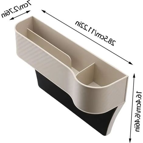 (Beige Copilot) Boîte de rangement multifonctionnelle pour espace entre les sièges auto, idéale pour ranger portefeuille, téléphone et autres accessoires de voiture. (1/5)