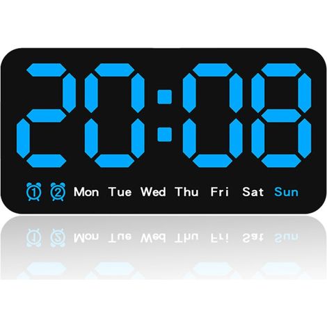 Horloge/Réveil Murale Numérique Grand Format - Chiffres Lumineux, Double Alarme, 3 Intensités Lumineuses (1/5)