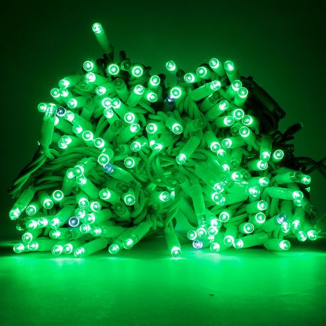 Stringa catena da 10 metri serie 120 luci di Natale a MaxiLED Verde con Flash Bianco Ghiaccio ad intermittenza IP44 professionale alimentatore incluso per uso esterno ed interno Verde 10 metri - 120 M