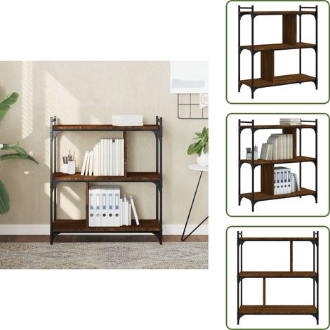 Bücherregal 3 Böden Braun Eichen-Optik 76x32x88cm Holzwerkstoff - Bucherregal - Regal - Eiche Optik - Holzkasten - Wohnraumgestaltung (1/5)
