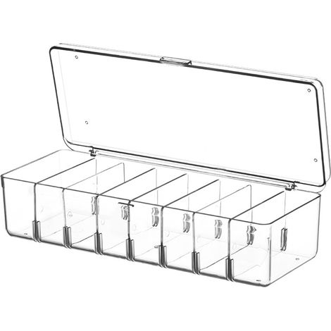 Boîte De Rangement Pour Cartes - 26 x 10 x 7,5 cm - Transparente Avec 7 Séparateurs Amovibles - Compatible Cartes 63,5 x 88,9 mm - Capacité 560 Cartes (1/5)
