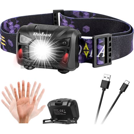 Rebel 3W LED-Stirnlampe mit Bewegungssensor und USB-Ladefunktion (1/5)