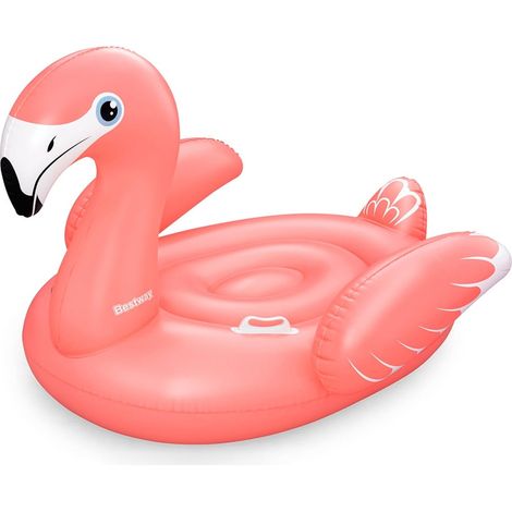 TRADE SHOP - Cavalcabile Gonfiabile Piscina Mare A Forma Di Fenicottero Rosa 168x120cm 2 Maniglie 41526 - (1/5)