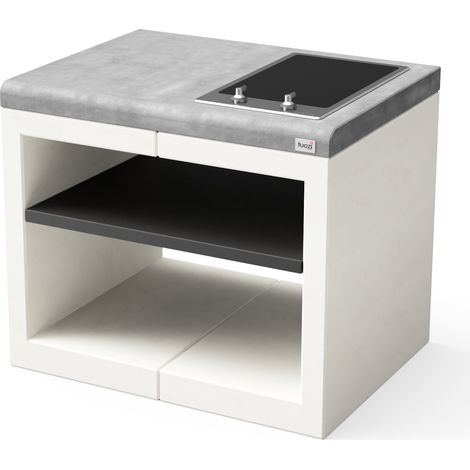 TUOZI - Module de support Plaques de cuisson KITAWAY ELECTRIC pour Barbecue en Béton Préfabriqué (Blanc, Gris - 84 x 63 x 63 cm) - Usage Extérieur