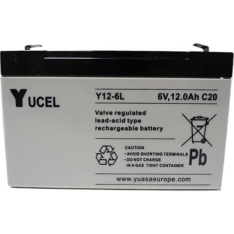 Batterie Y12-6L YUASA / YUCEL / YUVOLT - AGM - Plomb - 6V - 12Ah (1/3)