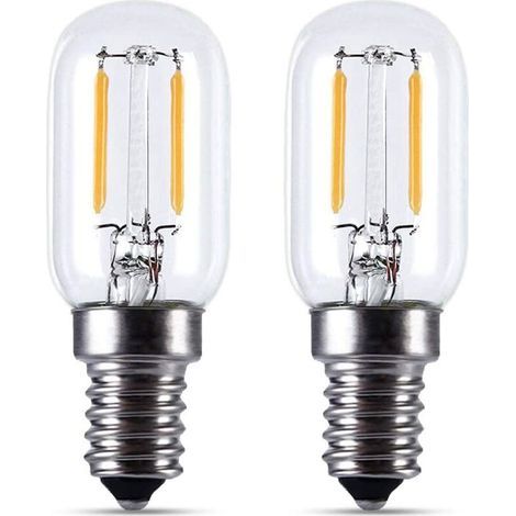 2 lámparas LED E14 – Lámpara LED T22 de 2 W para refrigerador, 200 lm, equivalente a una lámpara incandescente de 15 W, luz blanca cálida 2700 K, 230 V, para refrigerador/lámpara de sal/con pequeña LE (1/4)