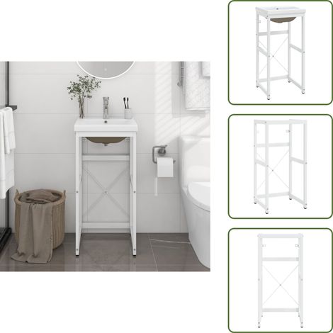 The Living Store Estructura de baño con lavabo incorporado hierro blanco - Lavabo empotrado