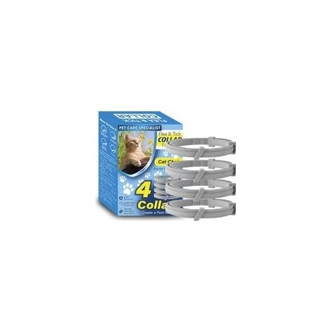 Lot de 4 colliers anti-puces et anti-tiques pour chats et chiens, traitement anti-puces et anti-tiques, conception imperméable, taille réglable, protection d'une durée de 8 mois (1/3)