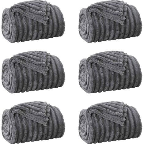 Couvertures à jeter 6 pcs Gris foncé 200 x 150 cm Toison (1/5)