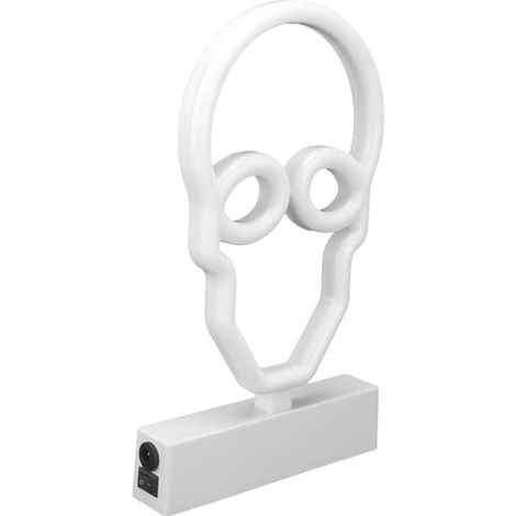 Enseigne lumineuse LED néon en forme de crâne avec socle, veilleuse violette pour chambre ou bar (1/5)