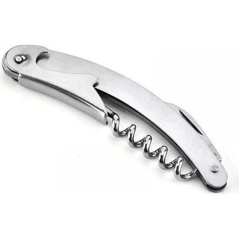 Lot de 2 tire-bouchons de sommelier, acier inoxydable 430, trois en un : tire-bouchon, ouvre-bouteille et coupe-capsule dentelé. Idéal pour la cuisine, les restaurants, les bars (1/5)