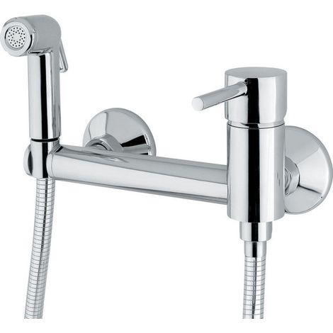 Wandeinhebelmischer mit Keramik-Kartusche und hygienischer Handbrause. Idral 02405/LN Kurzhebelsteuerung Verchromt - Messing (1/2)