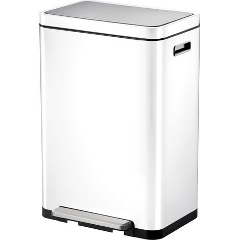 EKO - Poubelle à pédale tri sélectif X-Cube 20+20 litres - Steel Stainless steel Polypropylene - blanc, inox mat (1/4)