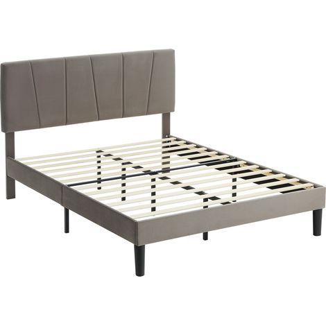 Doppelbettgestell 140 × 190 cm mit verstellbarem Kopfteil und Lattenrost, komfortables Doppelbett fürs Schlafzimmer, modernes und robustes Design, Maße 150 × 198 × 100/105/110/115/120 cm, grau
